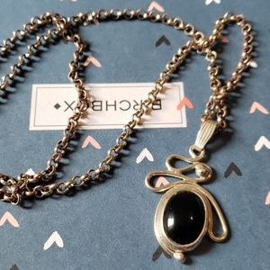 Onyx & sterling pendant & chain